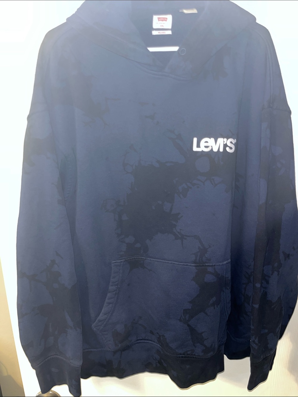 Levi's Navy Blue Tie-Dye Pullover Hoodie with White Logo